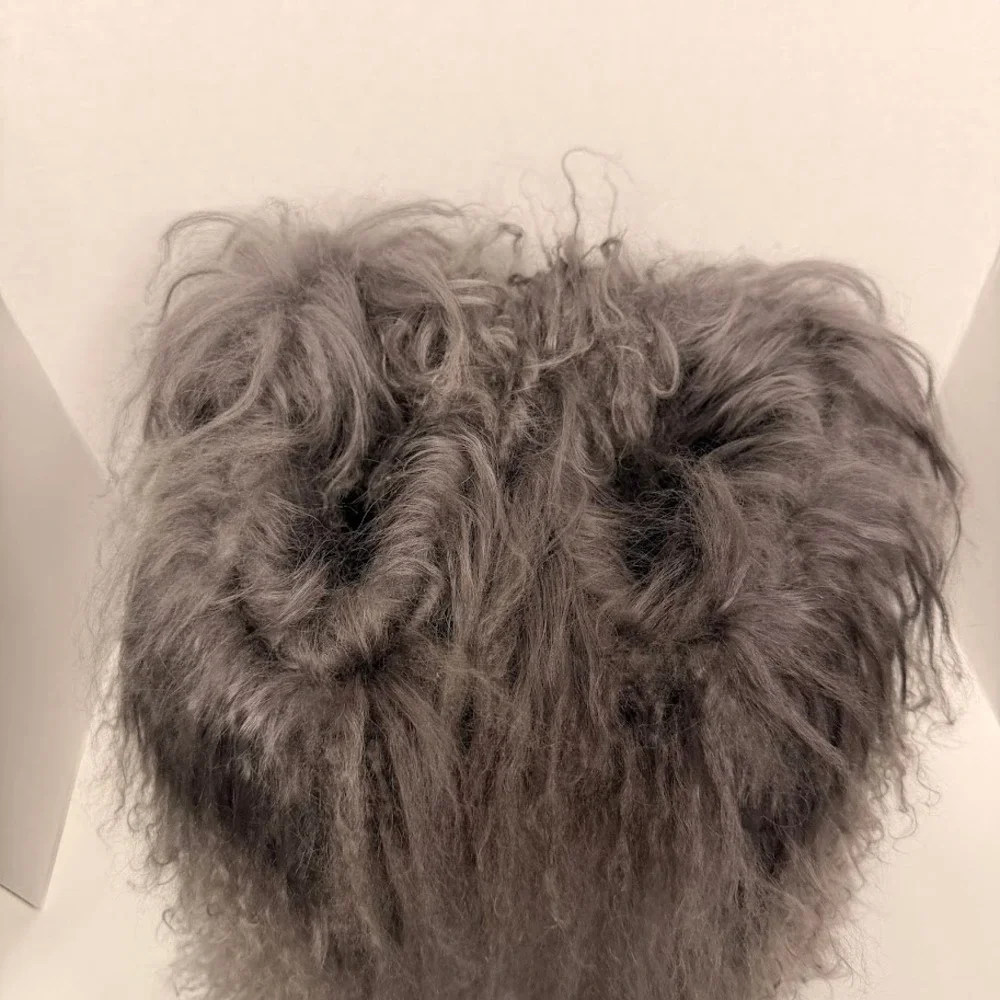 Bearpaw Boetis Grey Shaggy Fur Boots Cow Hair Curly Lamb Wool Sheep Womens 8